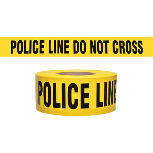 "Police Line Do Not Cross" Contractor-Grade Barricade Tape, English, 3" W x 1000' L, 2 mils, Black on Yellow Equipment World