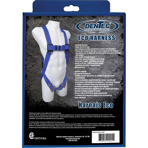 ECO Safety Harness in Retail Box, CSA Certified, Class A, 352 lbs. Cap. Equipment World
