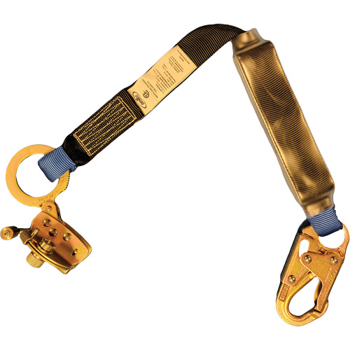Trailing Rope Grab with Attached Shock Pack Lanyard, 2', Snap Hook Center, Snap Hook Leg Ends, Polyester Equipment World
