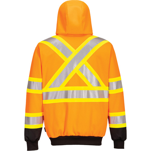Contrast-Striped Safety Hoodie, Small, Black/High Visibility Orange Equipment World