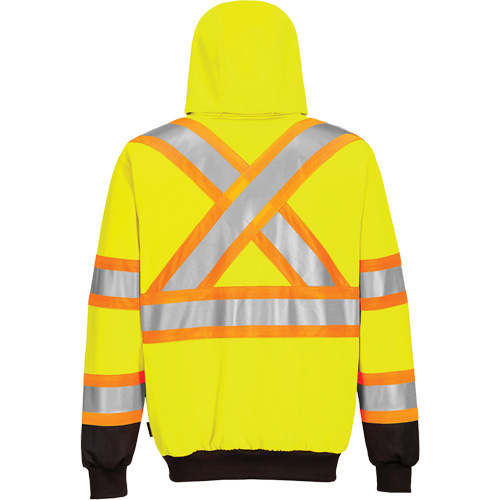 Contrast-Striped Safety Hoodie, Small, Black/High Visibility Lime-Yellow Equipment World