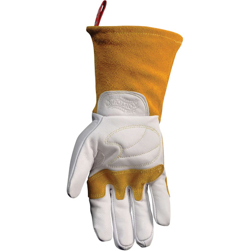 Gants de soudeur TIG/MIG de premi&egrave;re qualit&eacute; avec dos en cuir de vache refendue isol&eacute;es et ignifug&eacute;s Caiman, Cuir fleur de ch&egrave;vre, Taille Moyen Equipment World