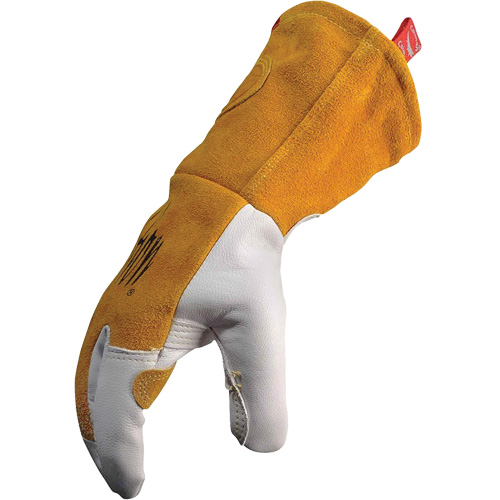 Gants de soudeur TIG/MIG de premi&egrave;re qualit&eacute; avec dos en cuir de vache refendue isol&eacute;es et ignifug&eacute;s Caiman, Cuir fleur de ch&egrave;vre, Taille Moyen Equipment World