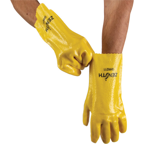 Rough-Finish Chemical-Resistant Gloves, Size 9, 12" L, PVC, Interlock Inner Lining, 47-mil Equipment World
