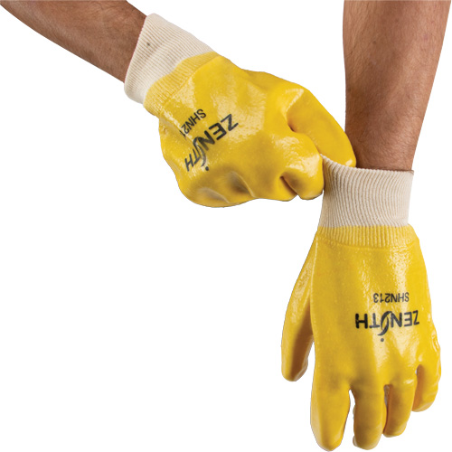 Gants &agrave; fini rugueux et r&eacute;sistants aux produits chimiques, Taille 9, 10" lo, PVC, Doublure en Interlock, 47-mil Equipment World
