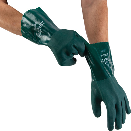 Gants verts &agrave; double enduit, 12" lo, PVC, Doublure en Jersey de coton, 70 mils Equipment World