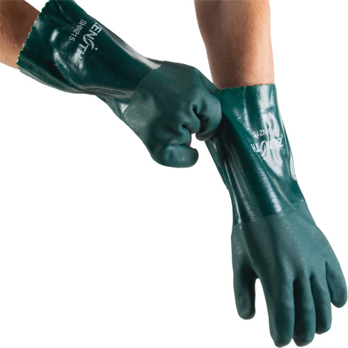 Gants verts &agrave; double enduit, 14" lo, PVC, Doublure en Jersey de coton, 70 mils Equipment World