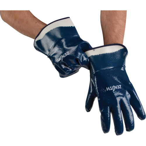 Heavyweight Safety Cuff Gloves, 11/2X-Large, Nitrile Coating, Cotton Shell Equipment World