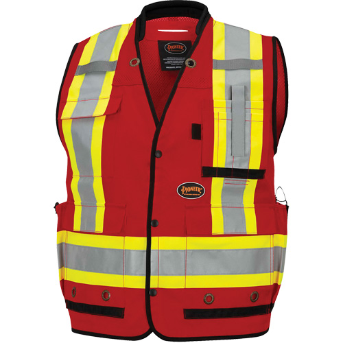 6678 High-Visibility Antimicrobial Mesh-Back Surveyor Vest, Red, Small, Polyester Equipment World