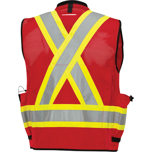 6678 High-Visibility Antimicrobial Mesh-Back Surveyor Vest, Red, Small, Polyester Equipment World