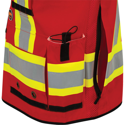 6678 High-Visibility Antimicrobial Mesh-Back Surveyor Vest, Red, Small, Polyester Equipment World