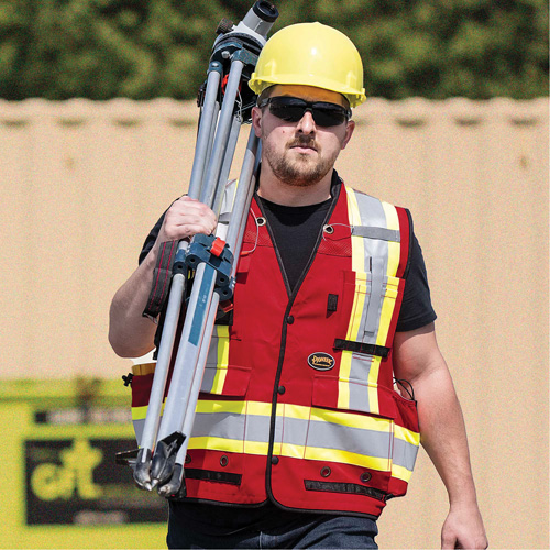 6678 High-Visibility Antimicrobial Mesh-Back Surveyor Vest, Red, Small, Polyester Equipment World