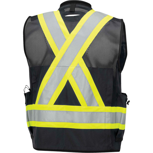 6679 High-Visibility Antimicrobial Mesh-Back Surveyor Vest, Black, Small, Polyester Equipment World