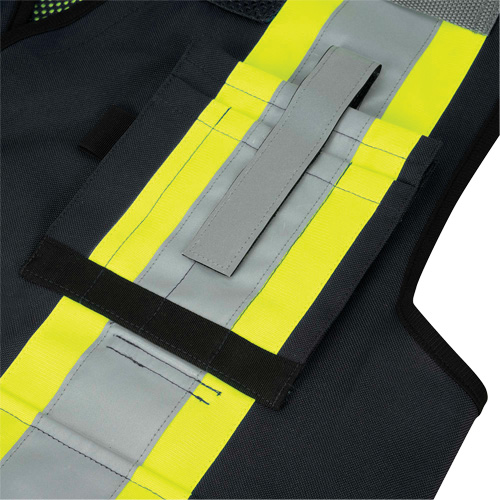 6679 High-Visibility Antimicrobial Mesh-Back Surveyor Vest, Black, Small, Polyester Equipment World