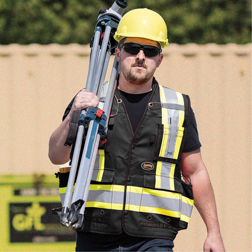 6679 High-Visibility Antimicrobial Mesh-Back Surveyor Vest, Black, Small, Polyester Equipment World