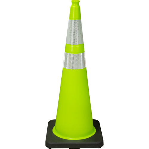 Premium Traffic Cone, 36", Lime Green, 4" & 6" Reflective Collar(s) Equipment World