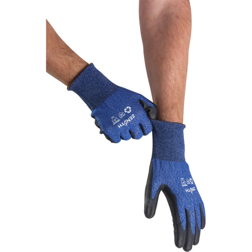 Eco-Friendly Stretch Cut-Resistant Gloves, Size 7, 18 Gauge, Polyurethane Coated, Stainless Steel/HPPE/RPET Shell, ASTM ANSI Level A5 Equipment World