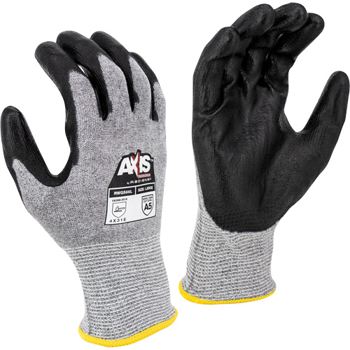 RWG566 AXIS Cut Protection Touchscreen Work Glove, Size X-Small, 18 Gauge, Polyurethane Coated, Stainless Steel/HPPE Shell, ASTM ANSI Level A5/EN 388 Level E Equipment World