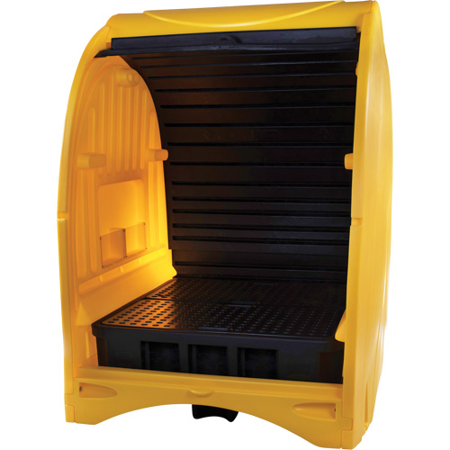 4-Drum Hard Cover Spill Pallet, 68.11" L x 61.61" W x 83.07" H, 1433 lbs. Load Capacity Equipment World