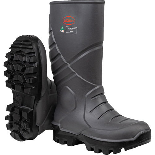 Bottes de s&eacute;curit&eacute; int&eacute;grales Boss avec semelle interm&eacute;diaire et prot&egrave;ge-m&eacute;tatarse interne, Polyur&eacute;thane thermique, Embout Acier, Semelle R&eacute;sistant aux perforations, Pointure 6 Equipment World