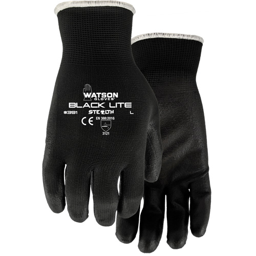 391 Stealth Black Lite Gloves, X-Small, Polyurethane Coating, Polyester Shell Equipment World