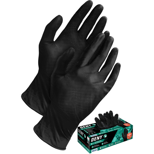 Gants jetables Deny, Petit, Nitrile, 6 mils, Sans poudre, Noir Equipment World