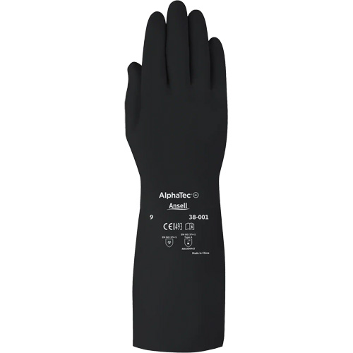 AlphaTec 38001PP Medium Duty Chemical-Resistant Gloves, Size 8, 14" L, Butyl Rubber, 14-mil Equipment World