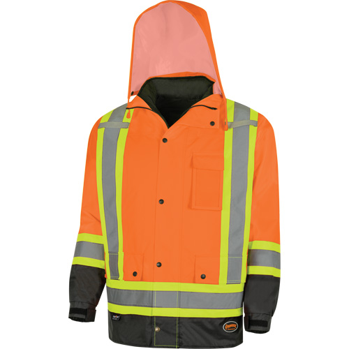 Parka de s&eacute;curit&eacute; d'hiver imperm&eacute;able 7-en-1 5056 Pioneer Yukon, Polyester, Noir/Orange haute visibilit&eacute;, T-petit Equipment World
