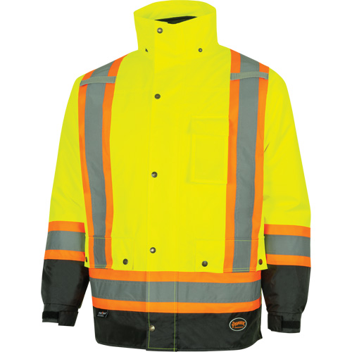 5057 Pioneer&reg; Yukon 7-in-1 Waterproof Winter Safety Parka, Polyester, Black/High Visibility Lime-Yellow, X-Small Equipment World