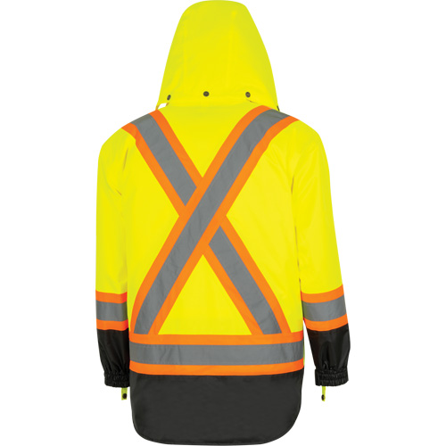 5057 Pioneer&reg; Yukon 7-in-1 Waterproof Winter Safety Parka, Polyester, Black/High Visibility Lime-Yellow, X-Small Equipment World