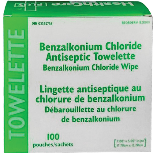 BZK Benzalkonium Chloride Towelette, Towelette, Antiseptic Equipment World