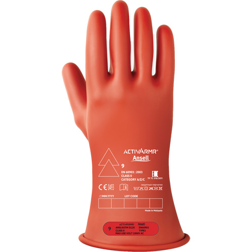ActivArmr&reg; RIG R011RUL Ultra-Lightweight Electrical Insulated Gloves, ASTM Class 0, Size 9, 11" L Equipment World