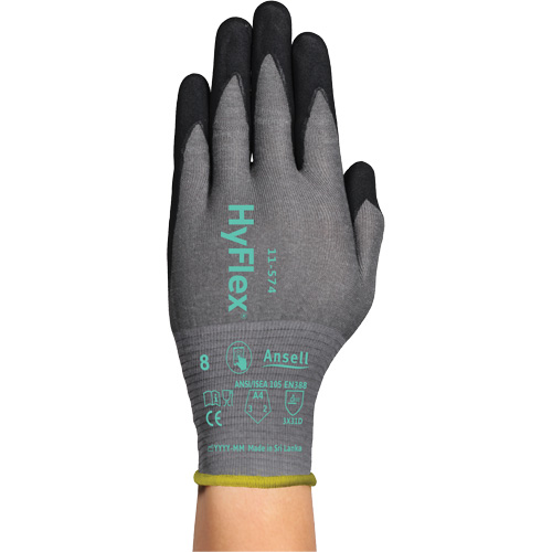 HyFlex&reg; 11-574 Cut-Resistant Gloves, Size Small/7, 21 Gauge, Foam Nitrile Coated, Intercept Shell, ASTM ANSI Level A4/EN 388 Level D Equipment World