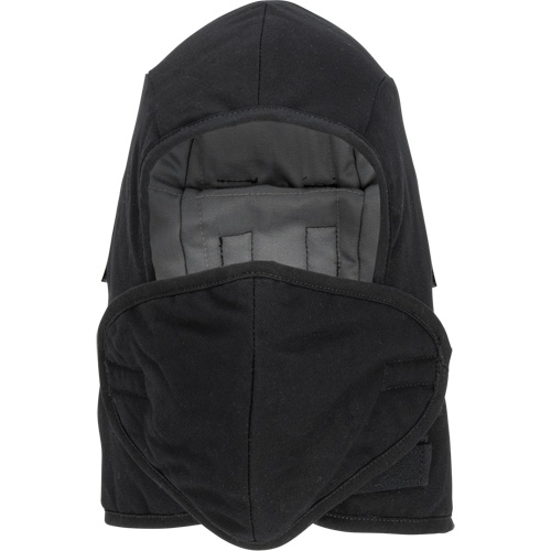 Pioneer 766A Flame-Resistant Quilted Hard Hat Liner with Detachable Mouthpiece, Black/Grey, Cotton/FR-Tech&reg;/Modacrylic/Nylon Equipment World