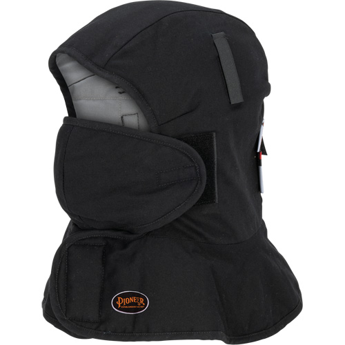 Doublure matelass&eacute;e ignifug&eacute;e Pioneer 765A pour casque de s&eacute;curit&eacute; avec un long cou et embout buccal amovible, Noir/Gris, Coton/FR-Tech/Modacrylique/Nylon Equipment World