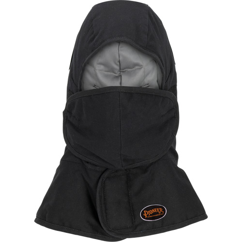 Doublure matelass&eacute;e ignifug&eacute;e Pioneer 765A pour casque de s&eacute;curit&eacute; avec un long cou et embout buccal amovible, Noir/Gris, Coton/FR-Tech/Modacrylique/Nylon Equipment World
