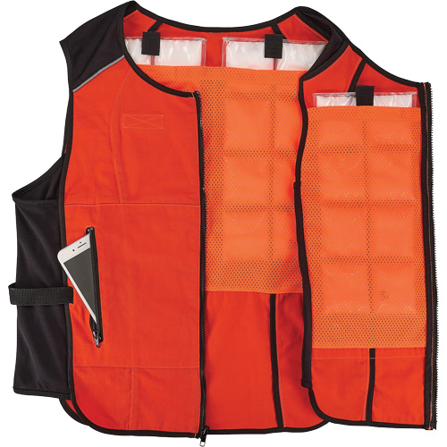 Chill-Its 6260 Lightweight Phase Change Cooling Vest with Rechargeable Packs, Small/Medium, Orange Equipment World