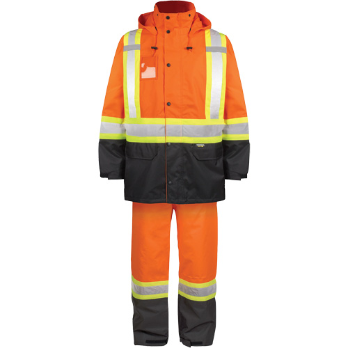 High-Visibility 150-Deniers Rain Suit, Polyester, 2X-Large, High Visibility Orange Equipment World