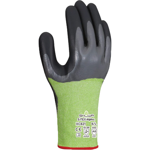 Gants r&eacute;sistants &agrave; la coupe S-TEX Alpha XC821, Taille Grand/8, Calibre 18, Rev&ecirc;tement Nitrile, Enveloppe en Polyester/Nylon/Polyur&eacute;thane/PEHP/Tungst&egrave;ne, ASTM ANSI niveau A6/EN 388 niveau F Equipment World