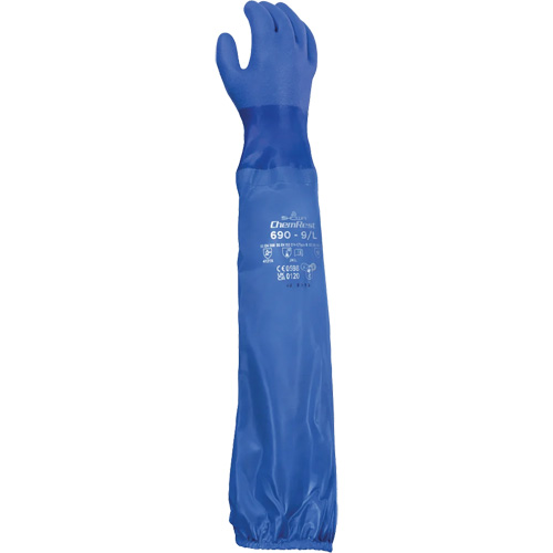 690 Chemical-Resistant Gloves, Size Medium/8, 26" L, Cotton/PVC Equipment World