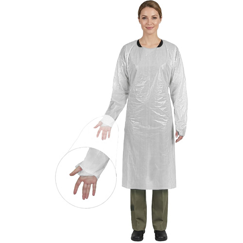 CoverMe Gown with Thumbholes, One Size, White, Polyethylene Equipment World