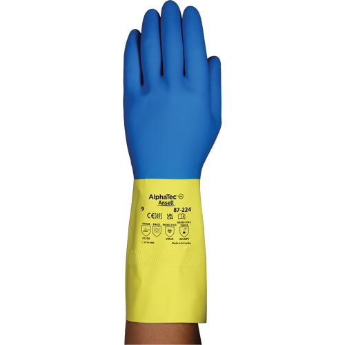 Gants r&eacute;sistants aux produits chimiques AlphaTec 87-224, Taille 10, 12,8" lo, N&eacute;opr&egrave;ne/Latex de caoutchouc, Doublure en Coton/Ouat&eacute;e, 26,8 mils Equipment World