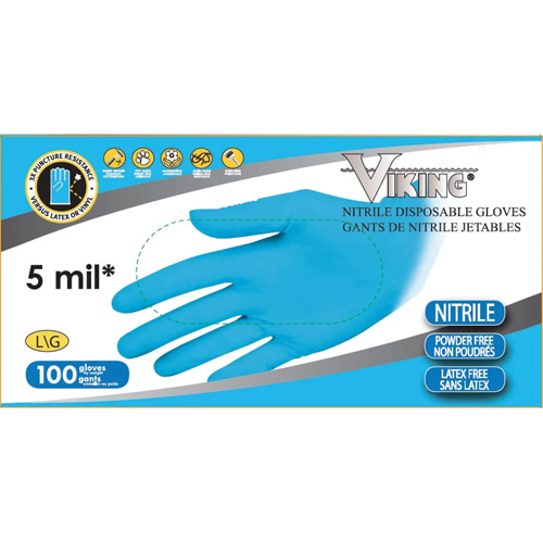 Gants jetables 34600, Moyen, Nitrile, 5 mils, Sans poudre, Bleu Equipment World