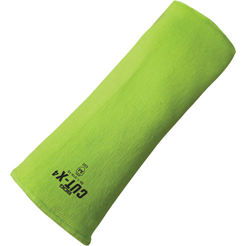 Cut-X&reg; Cut-Resistant Sleeve, Fibreglass/Polyethylene, 12", ASTM ANSI Level A4, High Visibility Lime Equipment World