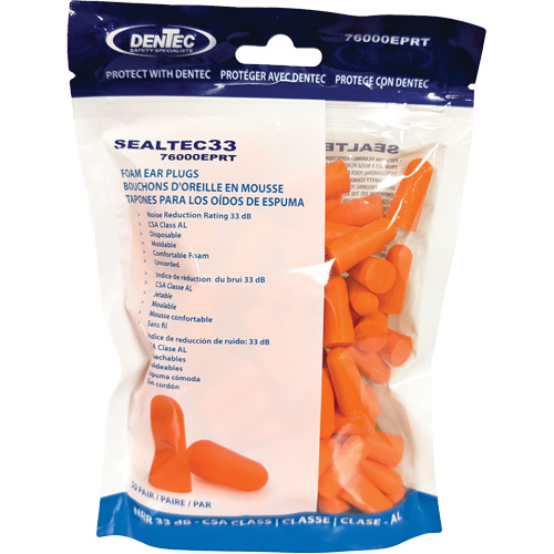 SEALTEC33 Orange Disposable Foam Earplugs, Bulk - Polybag Equipment World