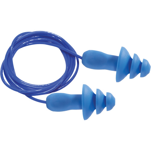 SEALTEC TipGrip Blue 100% Metal Detectable Reusable Earplugs, Corded, One-Size, Bulk - Box, 26 dB NRR dB Equipment World