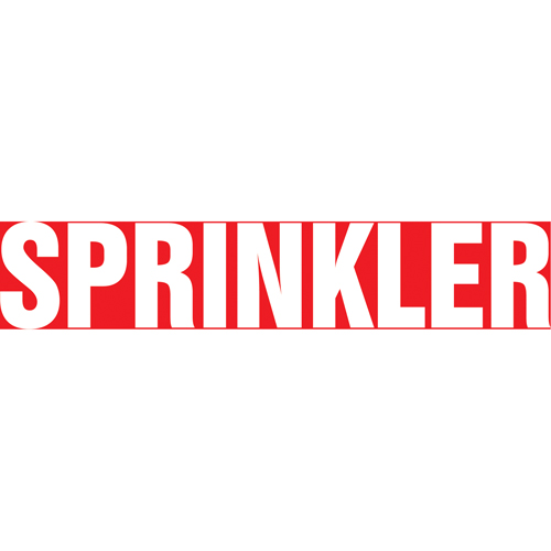 "Sprinkler" Pipe Marker, Self-Adhesive, 1" H x 8" W, White on Red Equipment World