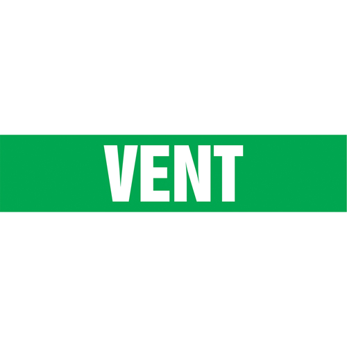 "Vent" Pipe Markers, Self-Adhesive, 4" H x 24" W, White on Green Equipment World