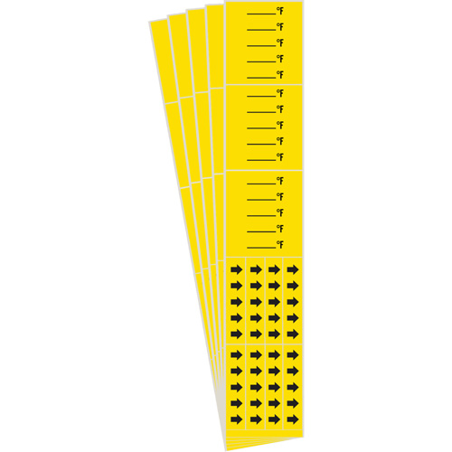 "Blank °F" Pipe Markers, Self-Adhesive, 2-1/4" H x 14" W, Black on Yellow Equipment World