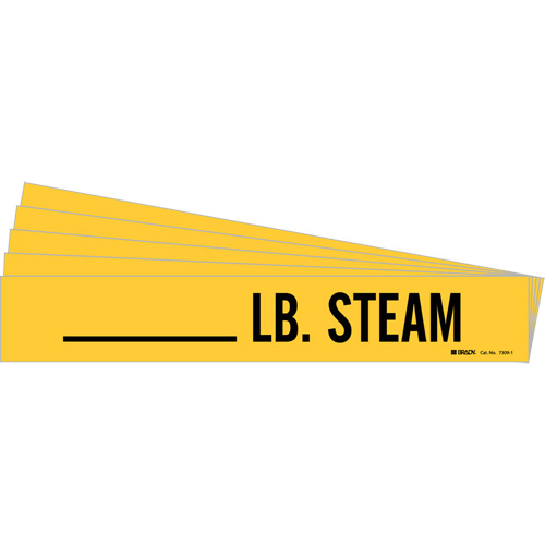 "LB. Steam" Pipe Markers, Self-Adhesive, 2-1/4" H x 2-3/4" W, Black on Yellow Equipment World